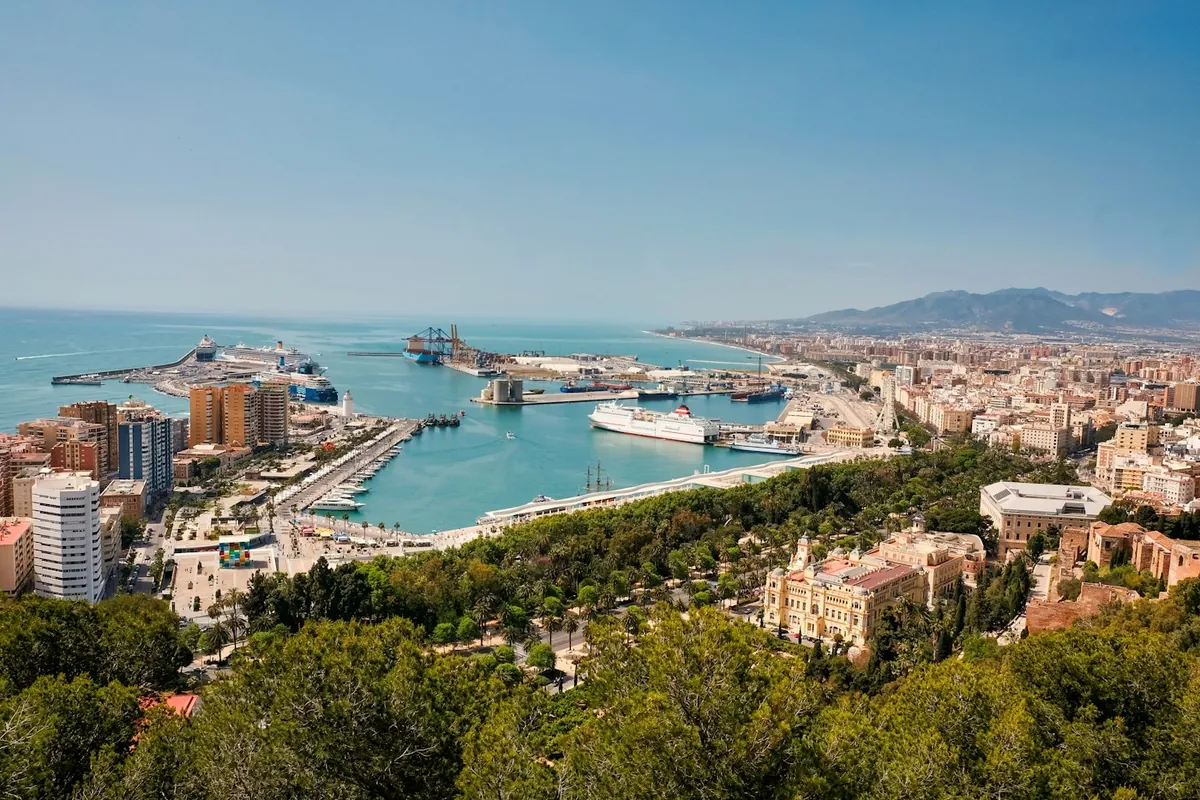 The city and port of Málaga, Spain
